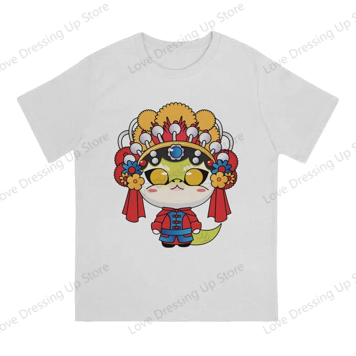 100% Cotton Casual Men T-Shirt Chinese Zodiac Snake illustrated Chinese Beijing Opera Style Short sleeve Tshirts O-Neck Tee