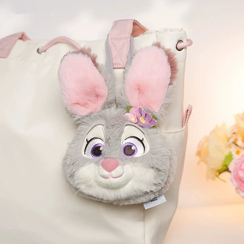 Zootopia Judy Nick Portafoglio ufficiale leopardo Auricolare Portamonete in peluche simpatico cartone animato Mini portachiavi portatile Giocattolo alla moda Regalo di compleanno