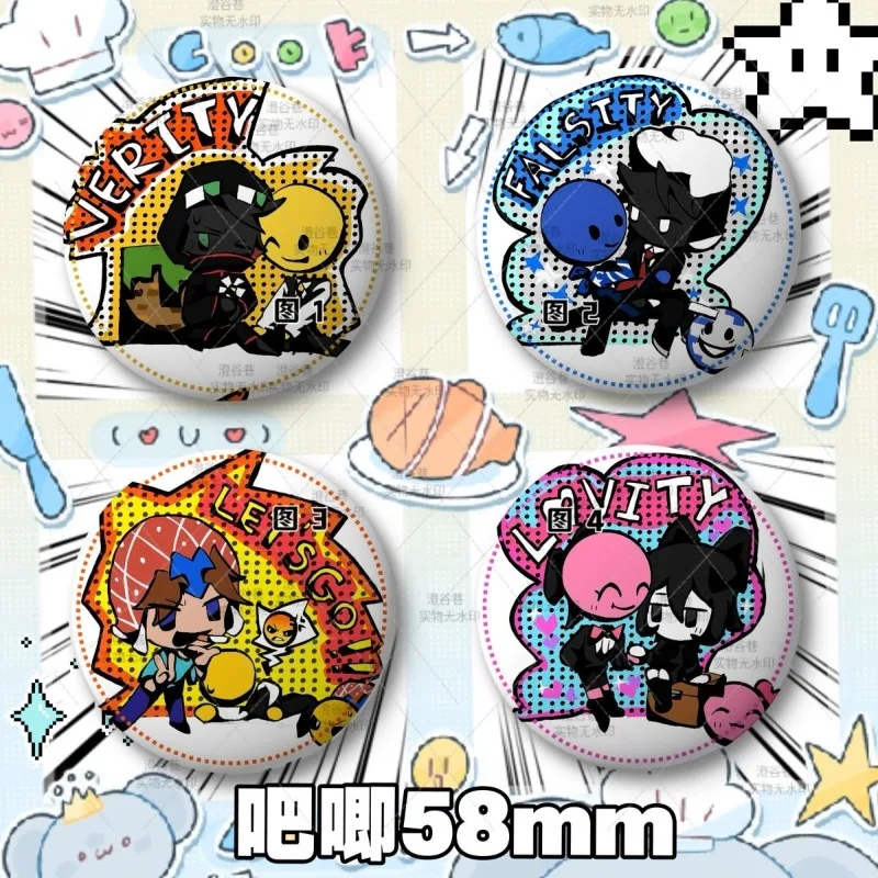 Verity ThatMob Falsity Lookout3D Lovi‑9991 SlipperyHC Xqree 58mm Badge Cosplay Costume Embellishment Pencil Case Custom Pin Toy