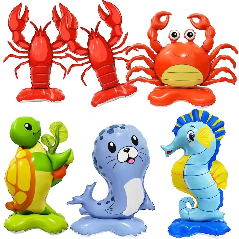 

Большие воздушные шары-крабы, воздушные шары с лобстерами, украшения для мальчиков и девочек, морские зеркальные морские лошади, морской лев
