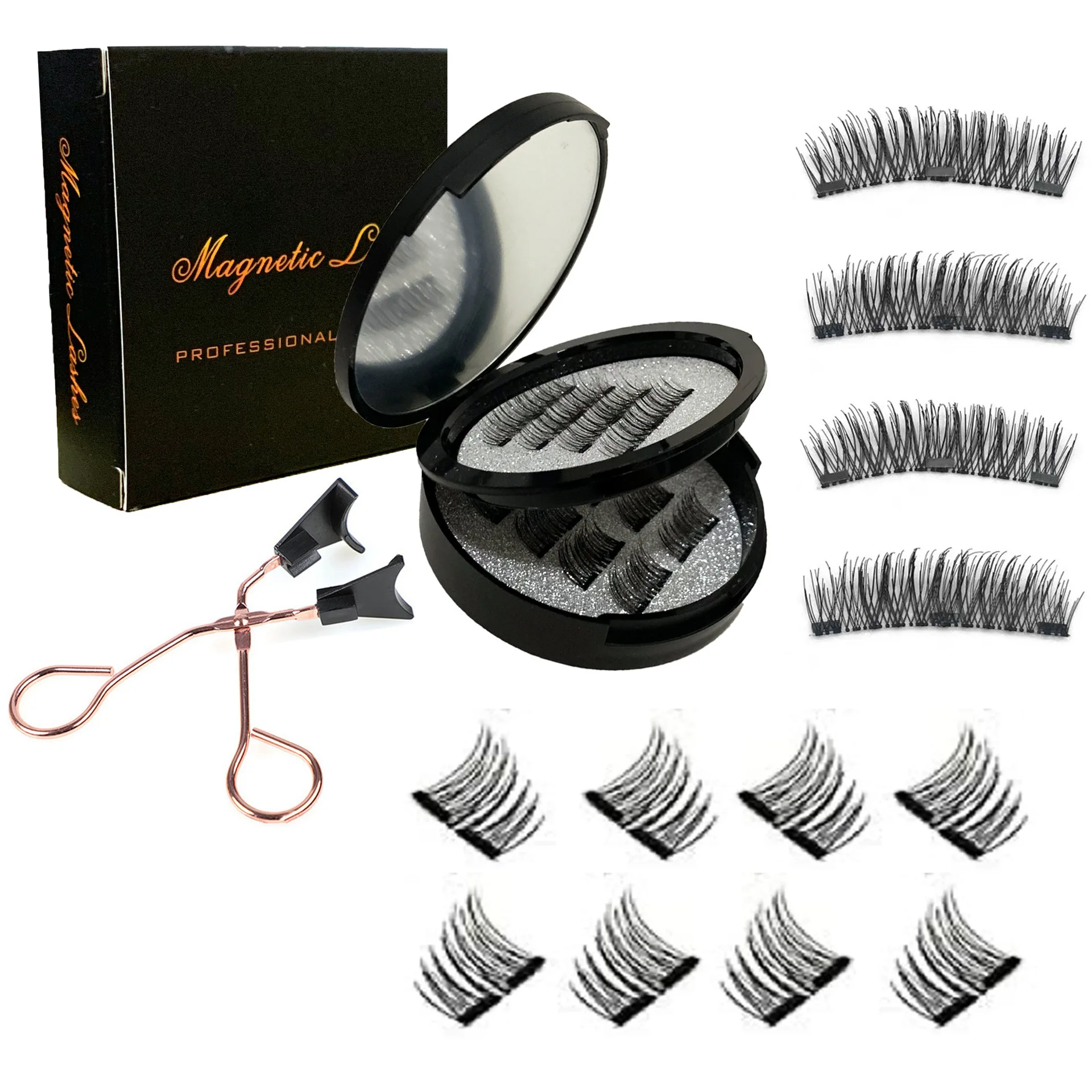 8Pcs Half Magnetic Eyelashes and 4Pcs Full Magnet False Eyelash Reusable Natural 3D Beauty Makeup Set Hand Made With Clip drop