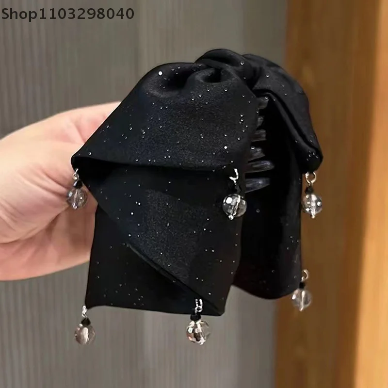 دبوس شعر أنيق من نسيج الدانتيل من حجر الراين مع مشبك سمك القرش - إكسسوارات شعر أنيقة للنساء #6