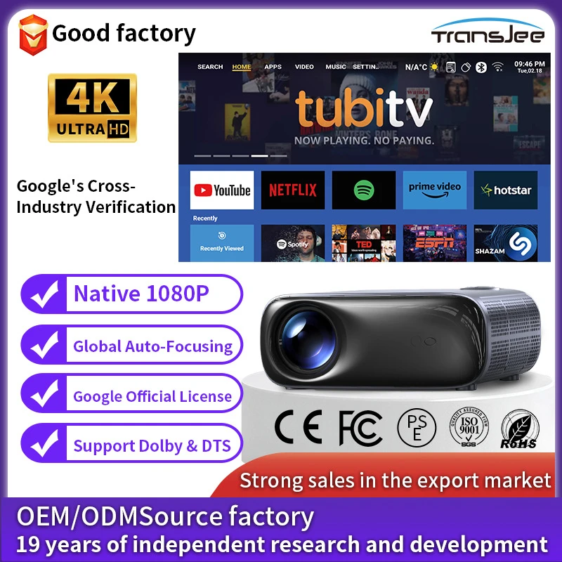 2026 New Model Projector with Auto-Focus and Auto-Screen Projector for Office Meetings, Cross-Border Home Use, Wholesale, Androi