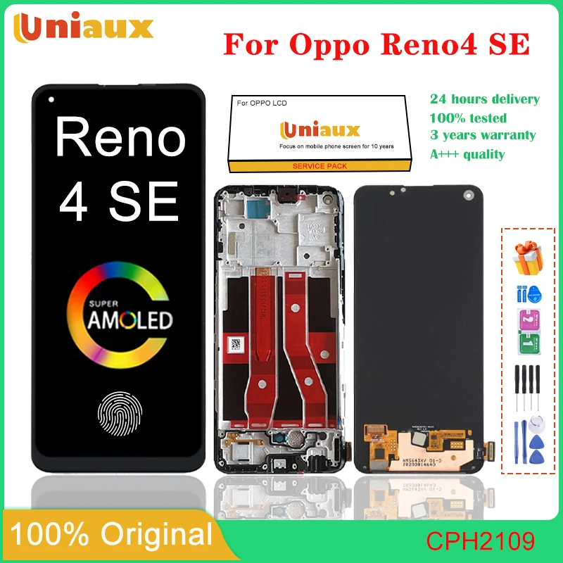 

6.43'' AMOLED For OPPO Reno 4 SE Mobile Phone LCD Screen Display assembly Touch Screen LCD Panel Replacement
