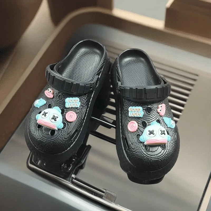 

Летние модные повседневные туфли Hangyodon в стиле аниме Kawaii Sanrio Ins на толстой подошве, модные тапочки с милыми героями мультфильмов, сандалии, подарки для детей