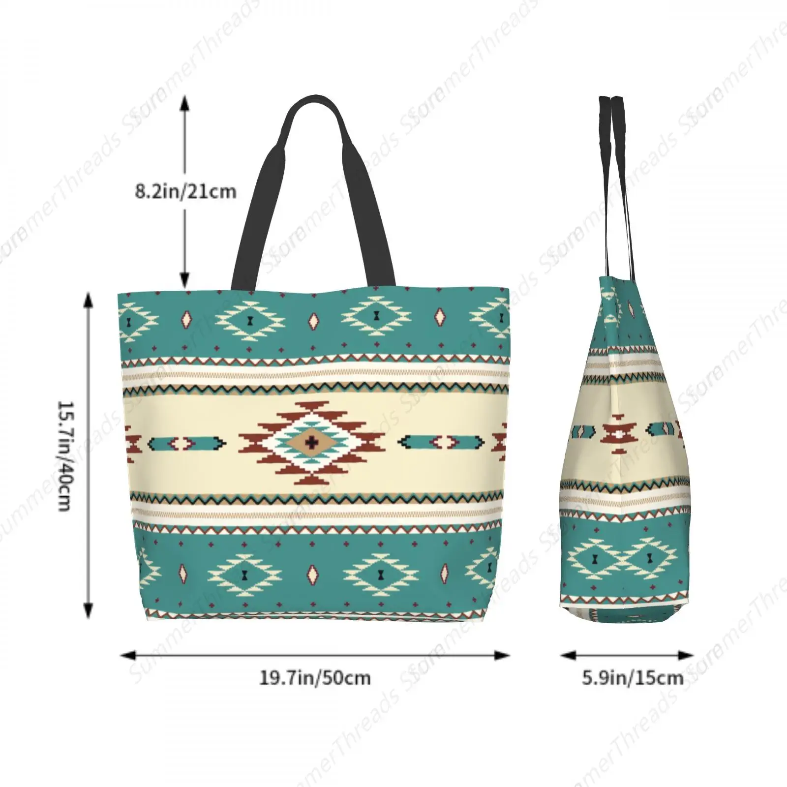Native American Pattern Tote Bag for Women Large Print Bags Portable Beach Bag Reusable Grocery Bags Waterproof