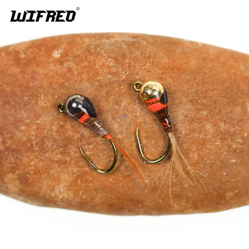 Wifreo 8 piezas 16 #   Plantilla ranurada con cabeza de cuentas Perdigon Ninfa anzuelo de púas hundimiento rápido Euro moscas trucha Steelhead cebos de señuelo de pesca