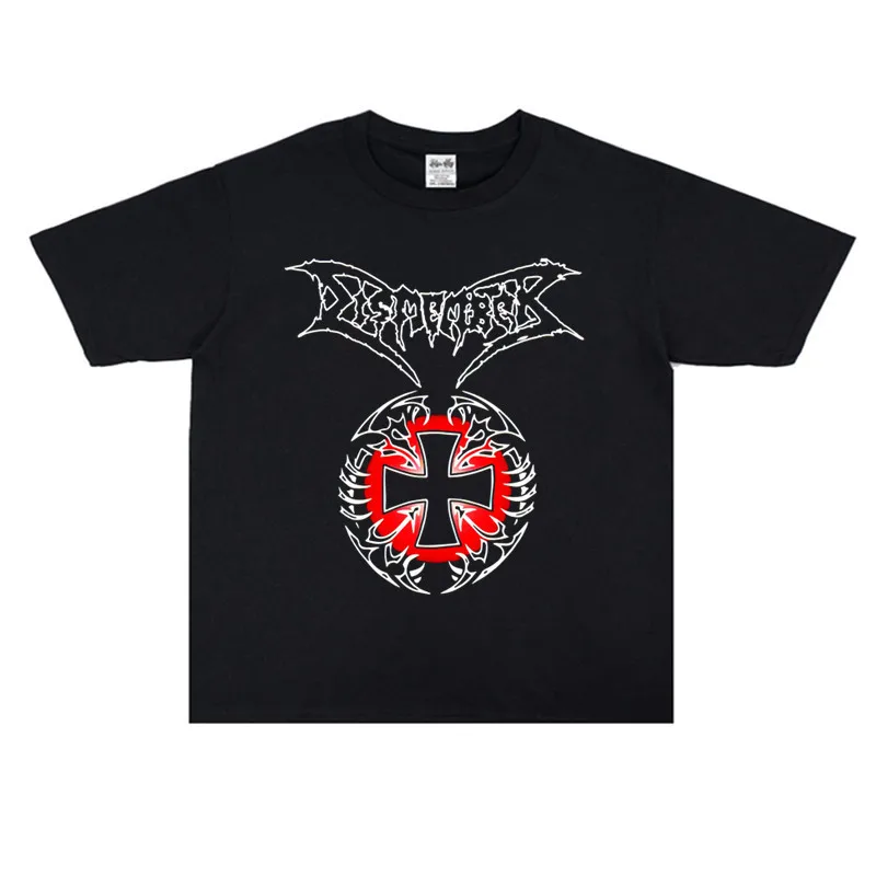 Digital Metal Band Dismember's Rock Print T-Shirt with Loose Short Sleeves and Punk Round Neck