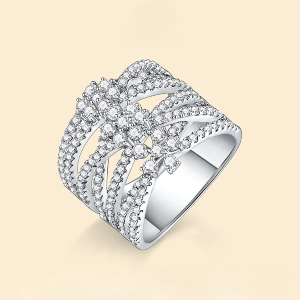 

925 Sterling Silver D Color Moissanite Criss Cross Eternity Band Fine Women Jewelry Wedding Engagement Ring Pass Diamond Tester