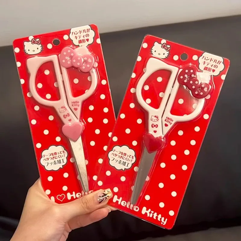 2Pcs Nette Cartoon Hallo Kitty Handgemachte Papier Schere Kawaii Rosa Liebe Bowknot Student Mädchen Schere Gewinde Reparatur Schere