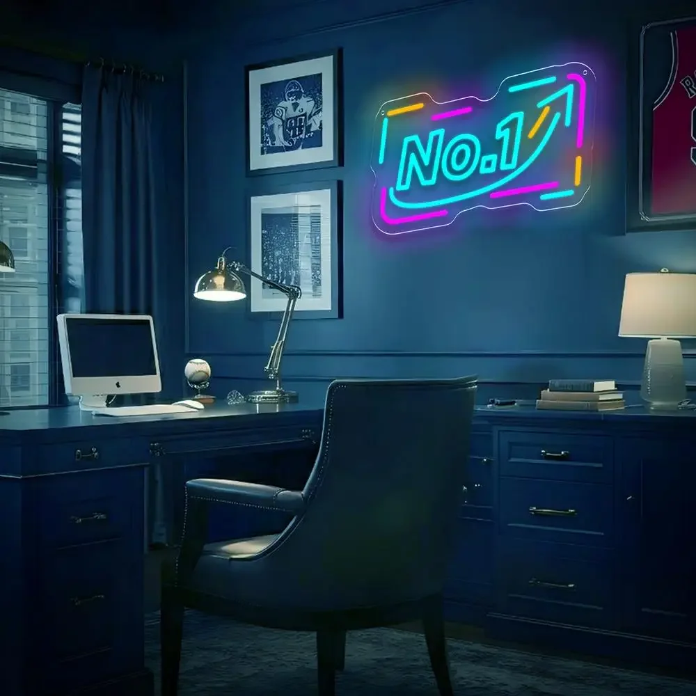 NO.1 Neon Sign Up Arrow LED Neon Light USB Powered Dimmable for Study Gaming Room Party Wall Decor Motivational Gift for Winners