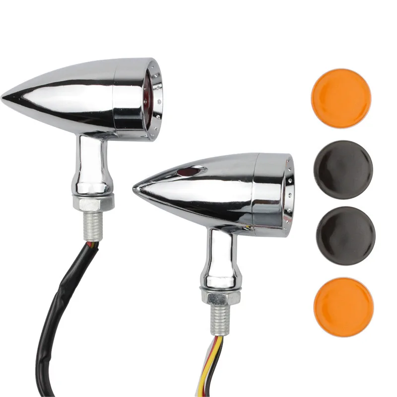 Chrome Motorcycle LED Bullet Turn Signal Brake Blinker Lights For Harley Davidson XL Sportster 1200 883 Iron