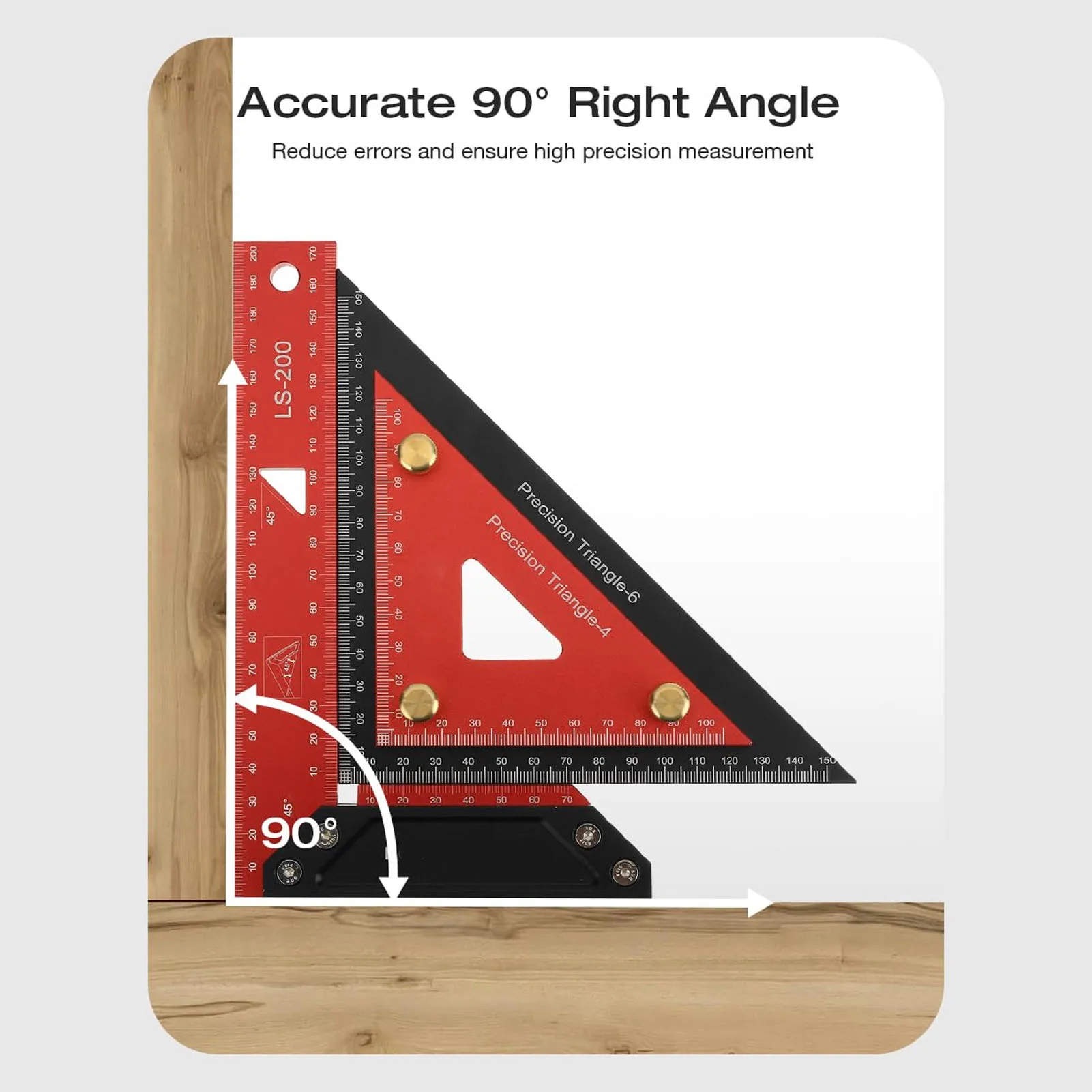 ZK30 Double Triangle Ruler Detachable 4 Inch and 6 Inch Aluminum Alloy Accurate Carpentry Square Tool