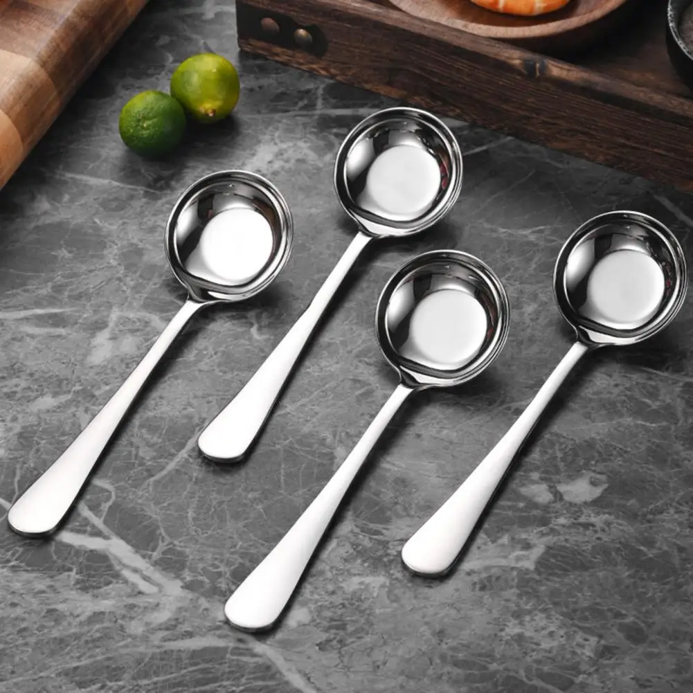 Soup Spoon Stainless Steel Stainless Steel Spoon Set High Precision Mirror Polished Cutlery Comfortable Curved Long for Home