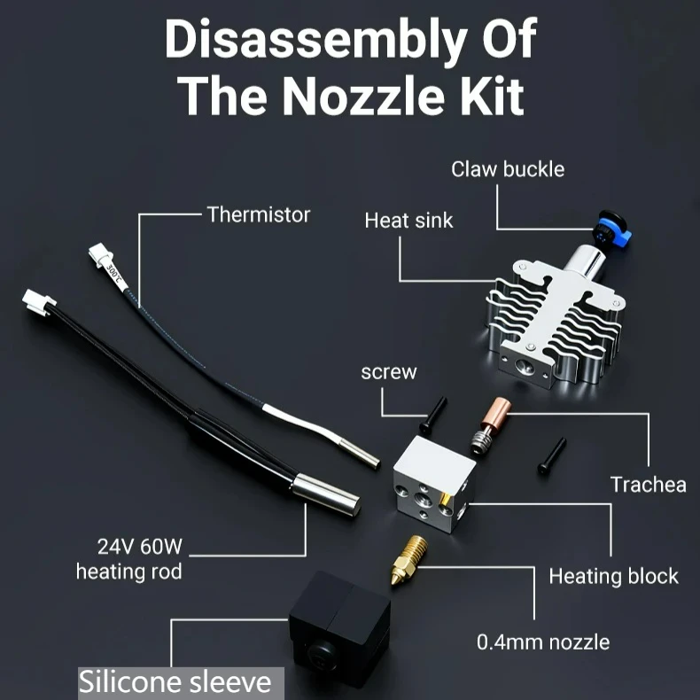 Ender 5 S1 Original Hotend Kit With High Temperature & Speed Nozzle Silicone Socks Extruder Hot End Kit for Ender5 S1 Print Head