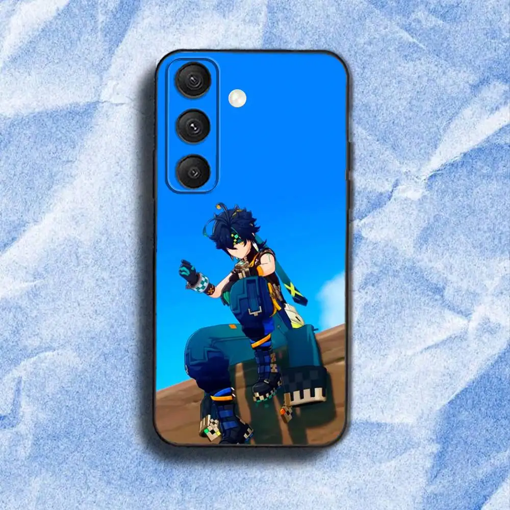 حافظة هاتف K-Kinich Genshin ImpactS لهاتف سامسونج S 25,24,23,22,30,21,10,9,Ultra,Plus,Lite,FE,4,5G حافظة ناعمة سوداء