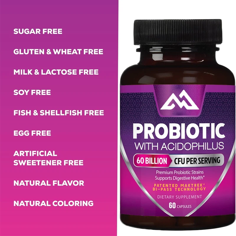 

60 billion colony units per serving, probiotics containing prebiotics, digestive and immune health support -60 capsules