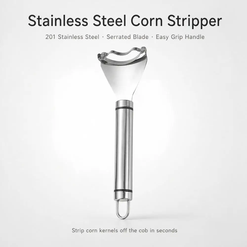 Manual Corn Kernel Remover Kitchen Vegetable Gadget Stainless Steel Corn Tool, Serrated Blade Corn Cob Peeler Thresher