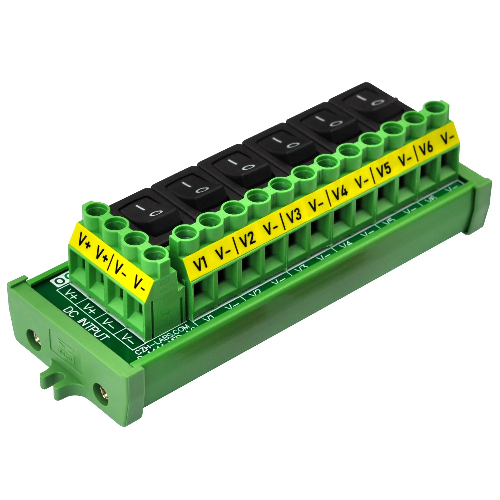 Screw Mount 6 Channel Rocker Switch DC Power Distribution Strip Module