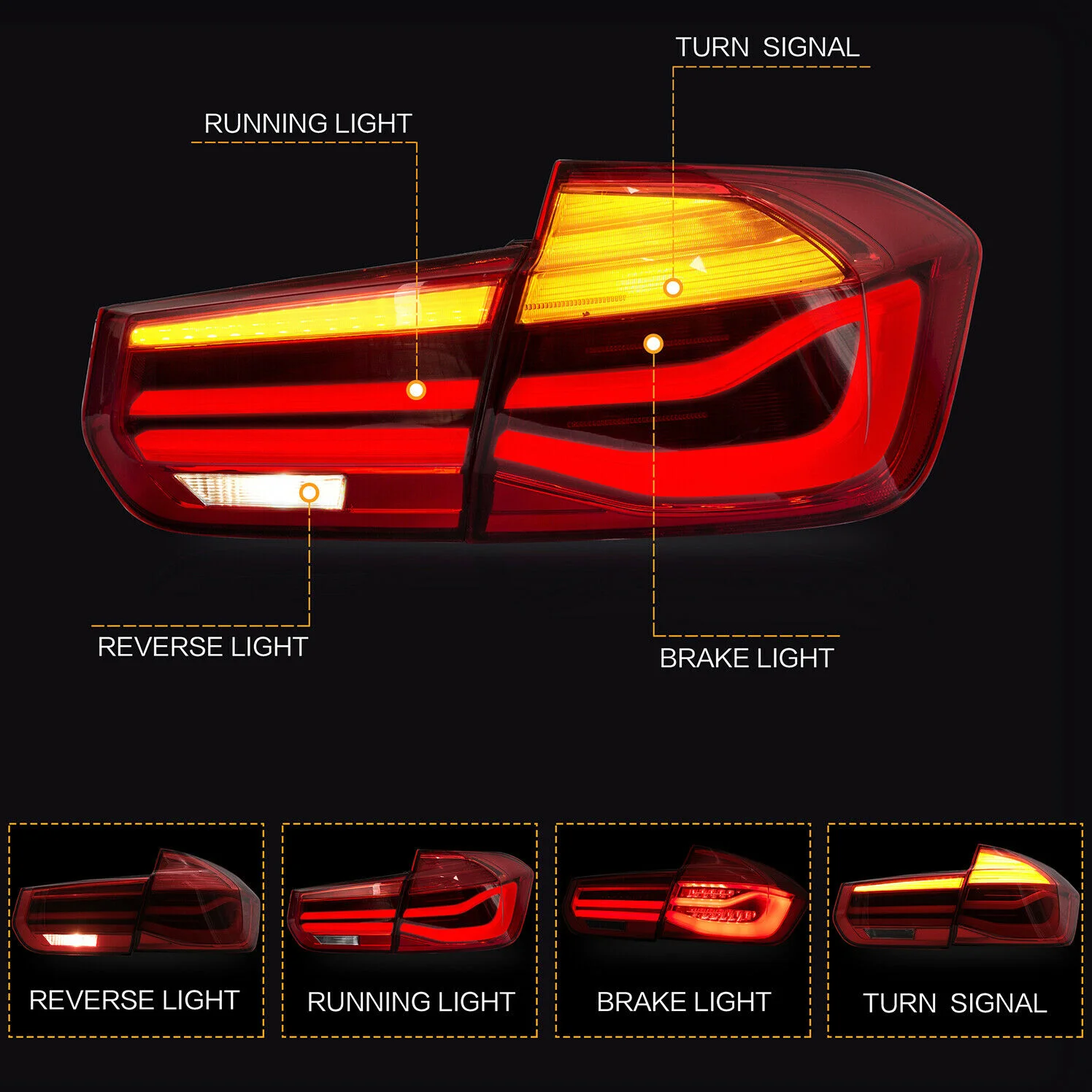 المصابيح الخلفية LED الحمراء إشارة الانعطاف المتتابعة لـ 2012-2018 3er 3 Series F30