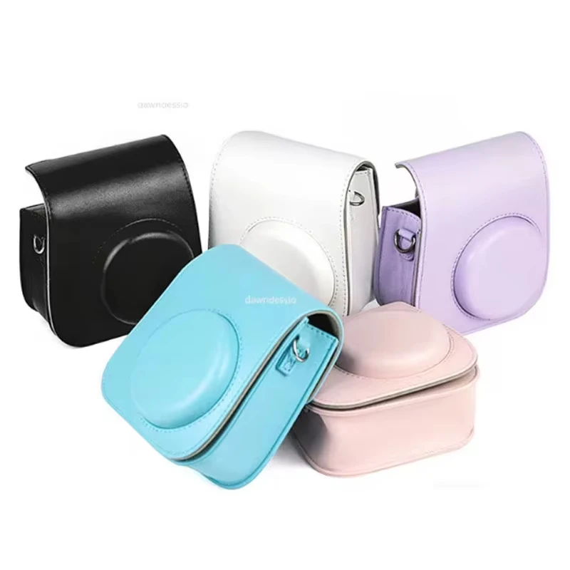 For Fujifilm Film Camera Bag for Instax Mini 11 9 8 Camera Case PU Leather Soft Silicone Cover Bag with Shoulder Strap view 2