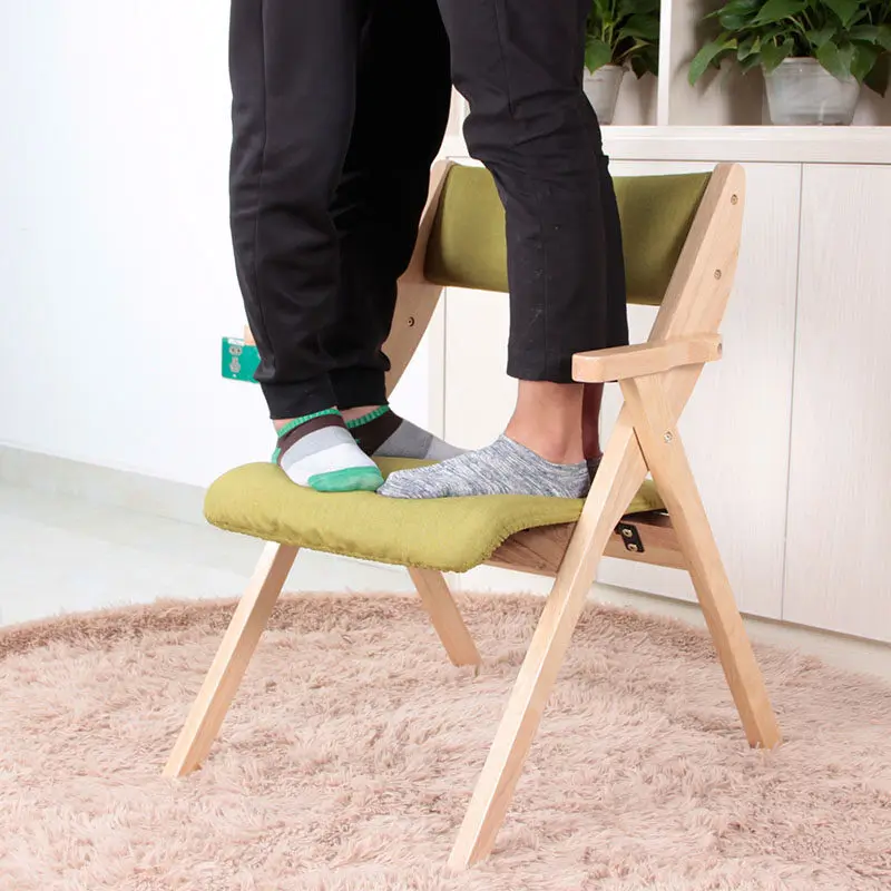Solid Wood Folding Chair - Portable Beechwood Seat for Dining, Patio, Camping, Space-Saving Extra Guest Chairs, Natural Finish