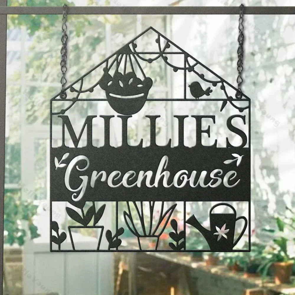 Personalized Hanging Metal Greenhouse Sign. A Perfect Garden Decor and Unique Gift for Lovers To Beautify Any Outdoor Area.