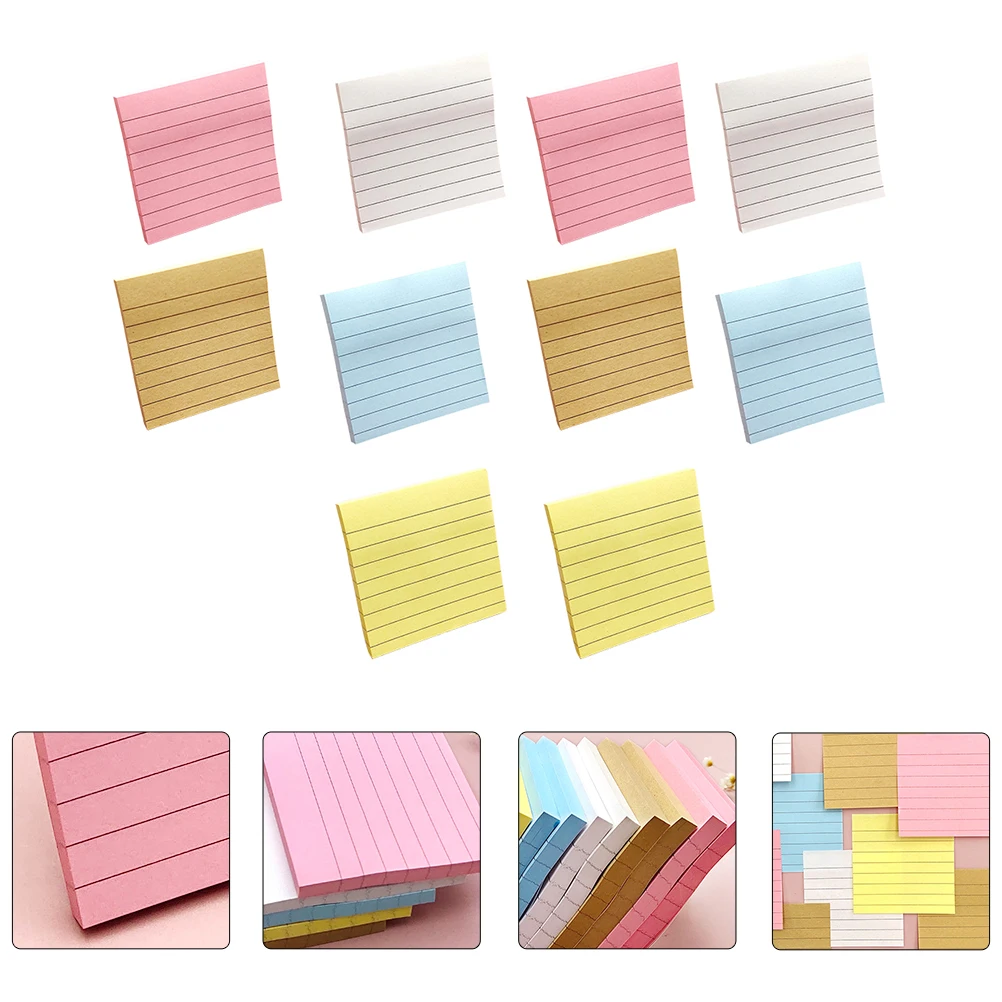 

10pcs Sticky Memo Pads Thick High-Quality Paper Long-Lasting Adhesive Notes Office Students Decorative Sticker Notes Decors