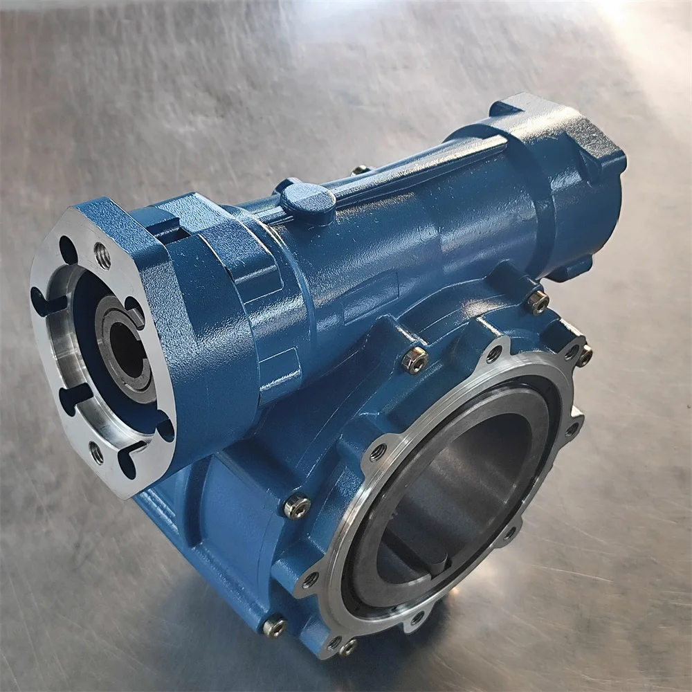 CHENYUE Worm Gearbox Gear Reducer CYWF50 output Bore 57.35mm Input hole 25.5  Ratio 5:1/100:1 for Hydraulic Engine motor 3Kw