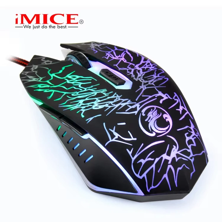 IMICE X5 USB Egér Meg nem látott ergonomic Egér Optikai 2400DPI 1.5M színben ledes customizing 6 Szállodai küldönc vezetékes PC Játék kiegészítők