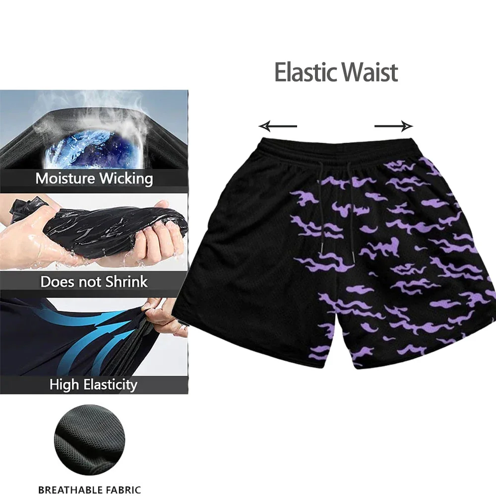 Anime Shorts Men Women 3D Manga Gym Shorts Fitness Mesh Quick Dry Board Shorts Summer Gothic Harajuku Sports Casual Short pants