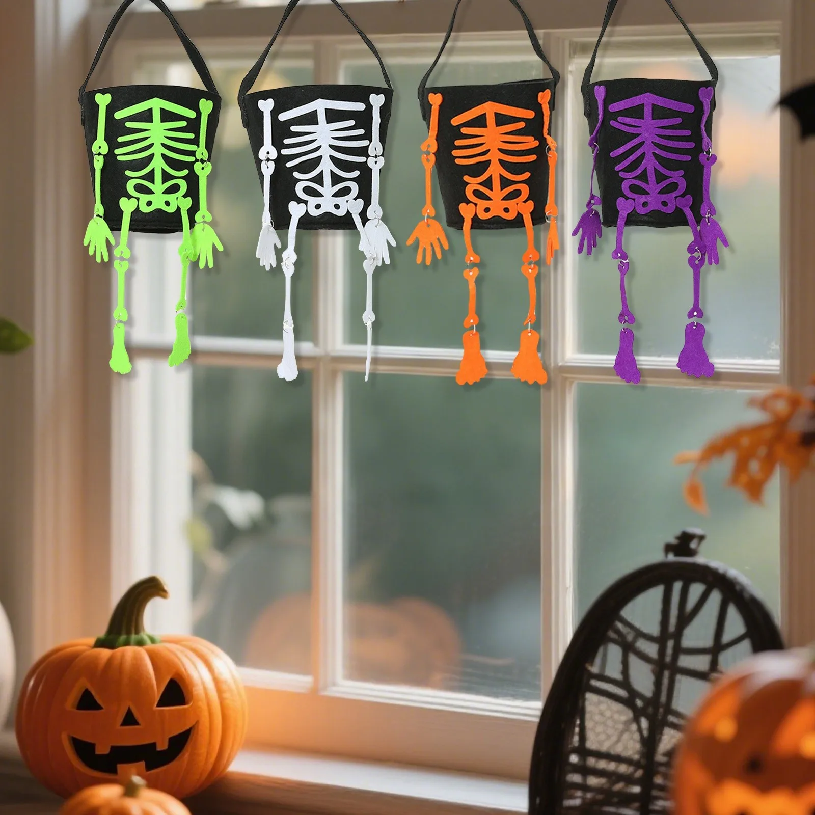 Candy Buckets And Candy Bags For Handling Halloween Candy Bags Bucket Decorations Candy Buckets（4pcs/Set） Home Decor