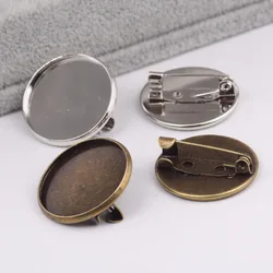 onwear 50pcs cabochon brooch setting blanks fit 20mm metal round brooch pin bezel trays diy base for broches making