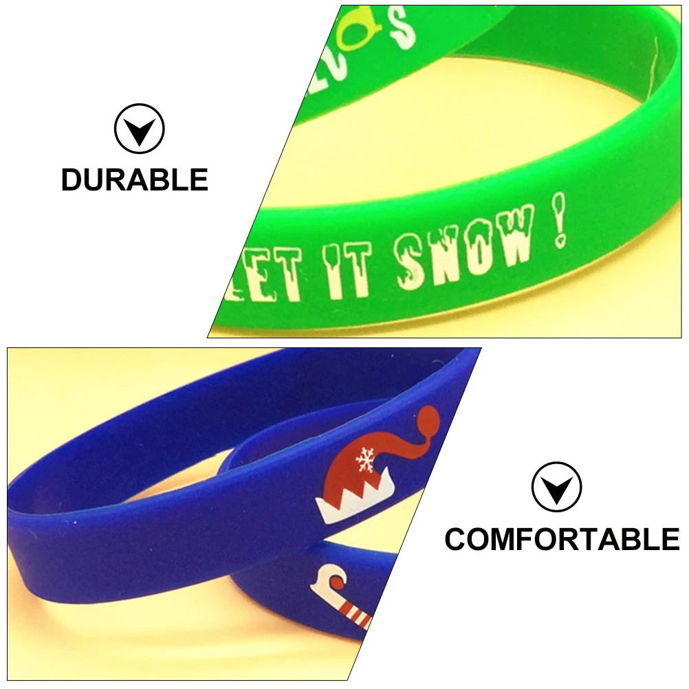 

5 Pcs Running Christmas Bracelet Wrist Straps Holiday Wristbands Silica Gel Silicone for Xmas