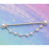 JHJT Pearl Industrial Piercing Stainless Steel Industrial Cartilage Earring Ear Women Body Jewelry 14g