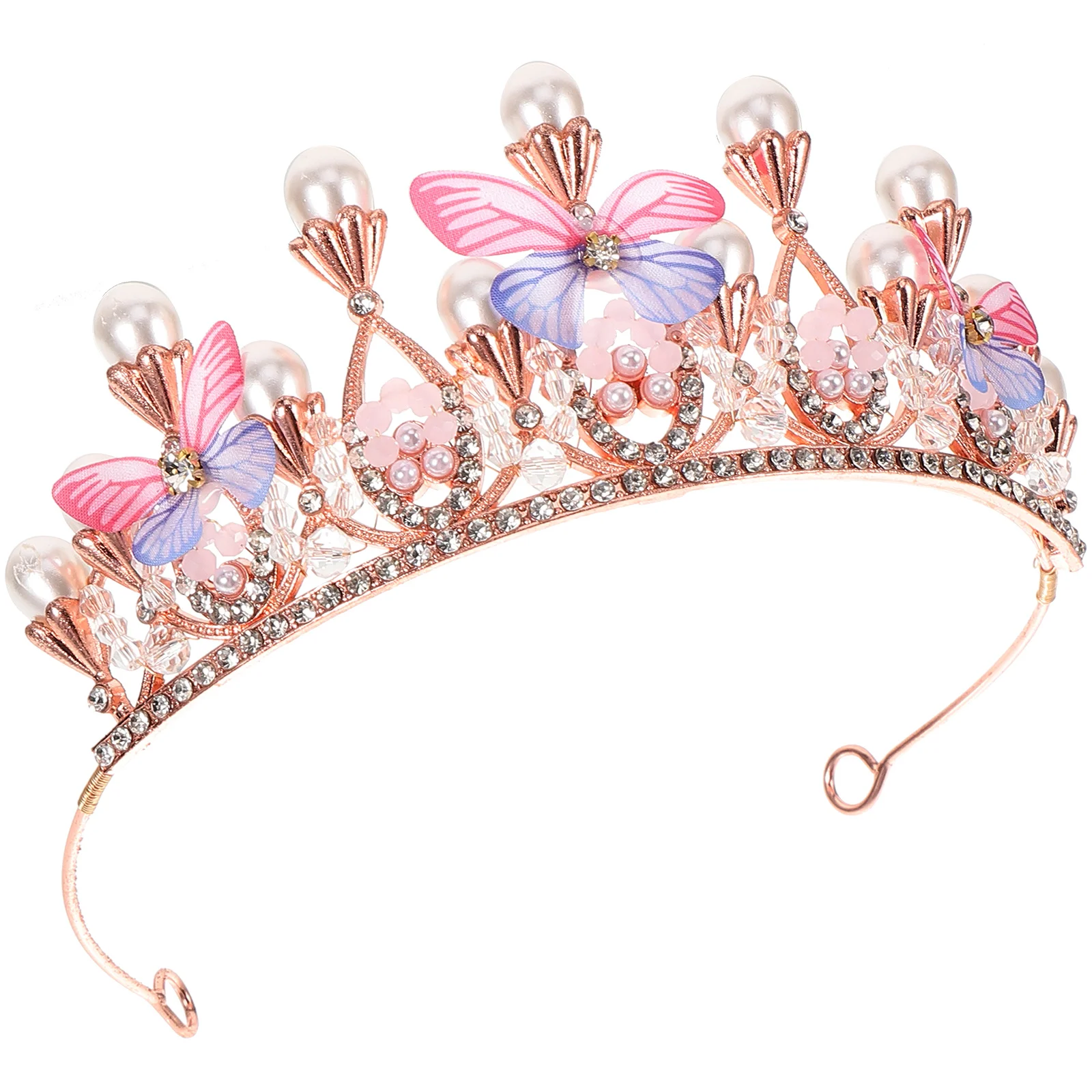 Butterfly Crown Headband Kids' Girl Headbands Headpiece Vintage Birthday Party Imitation Pearls Children Girls