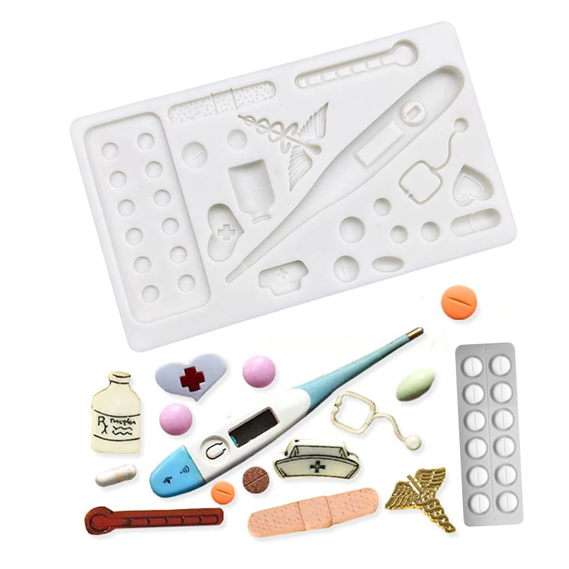 Stethoscope Medical Hospital Tools Silicone Mold Sugarcraft Chocolate Cupcake Baking Mold Fondant Cake Decorating Tools