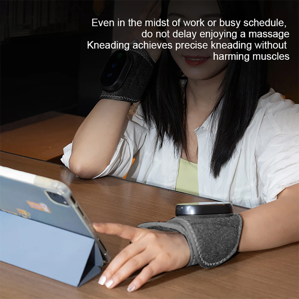 Cordless Wrist Heating Pad, Wrist Massager for Carpal Tunnel, Multi Frequency Vibration Massage, Heated Wrist Wrap Brace, with 2000mAh Rechargeable, Gray - view 4