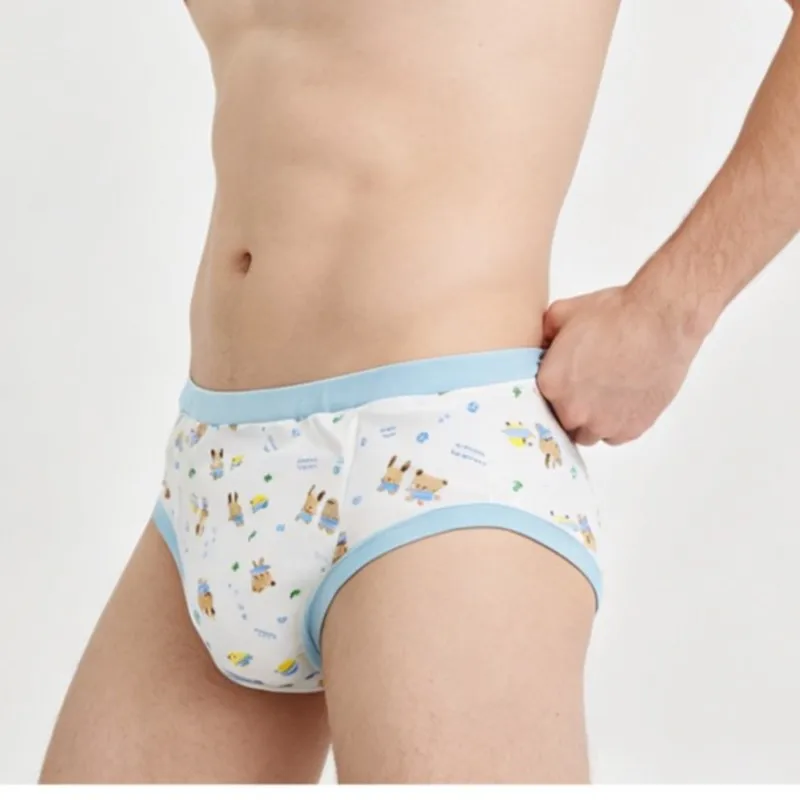 

Adult Printed Blue Red Trainning Pants With padding Inside ABDL Washable Diaper Panties Study Briefs