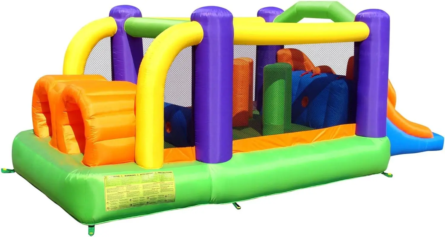 Pro Racer Obstacle Bounce House with Dual Slides [Blower NOT Included], Bounce, Climb, Slide All in One, 19 ft x 9 ft x 7 ft H,