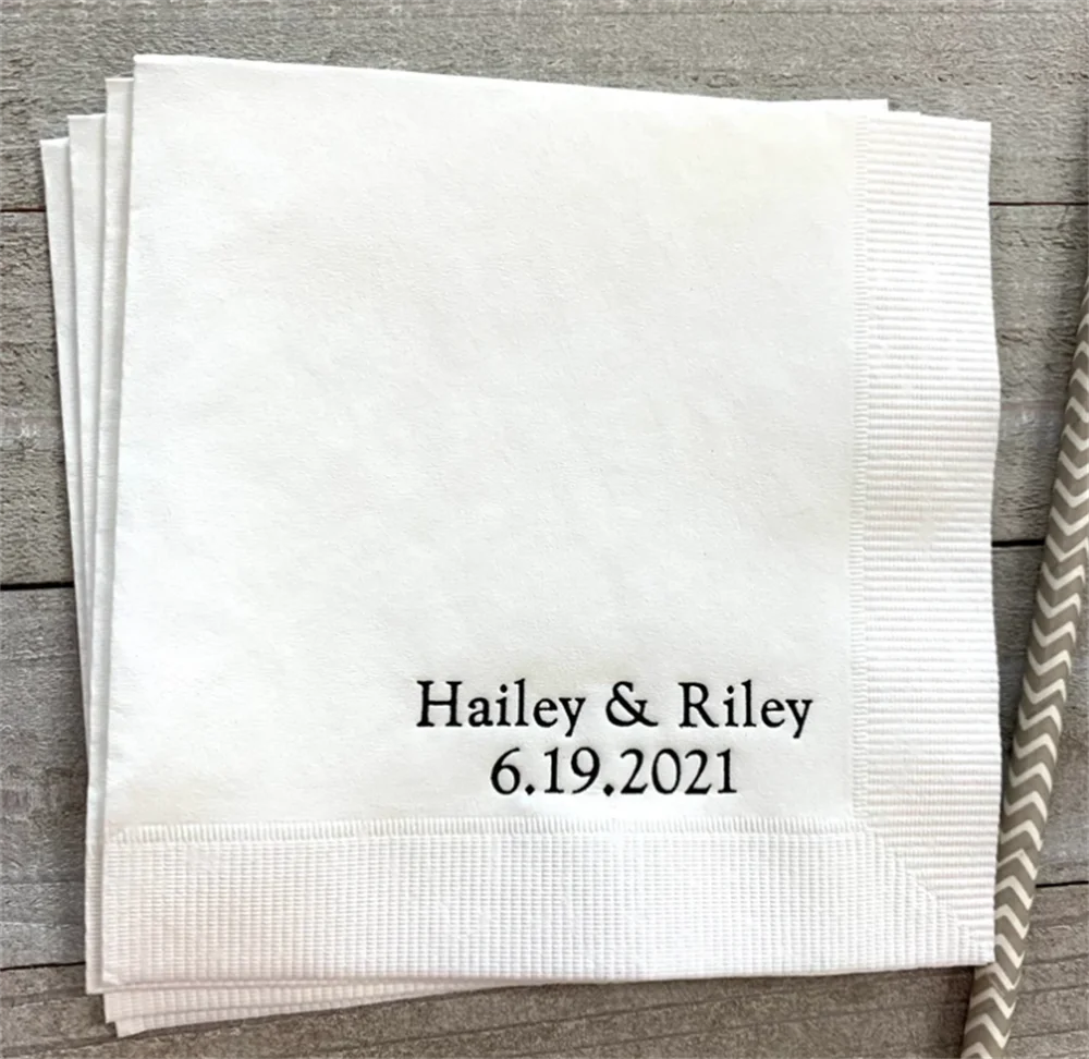 

50PCS Personalized Napkins Wedding Personalized Cocktail Beverage Paper Anniversary Party Monogram Custom Luncheon Avail!