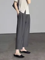 Office Elegant Black Gray Ankle Length Suits Pants for Women High Waist Harem Pants Fashion Trousers with Pockets - Image 5