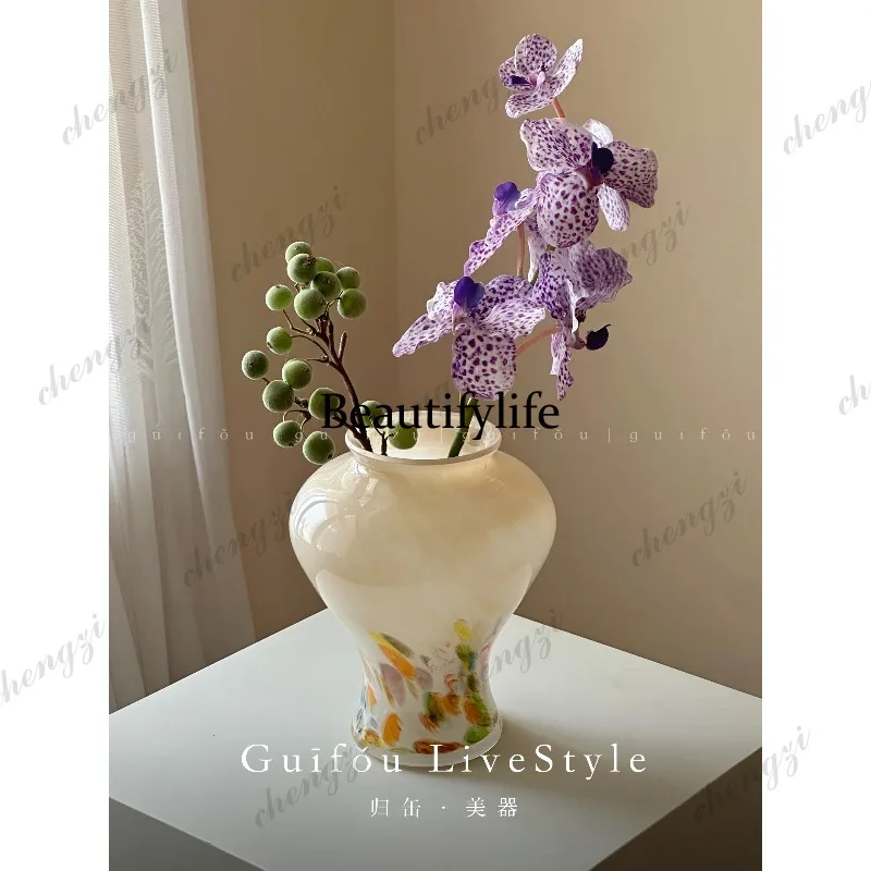 A95 glazed glass water raising flowers rich bamboo vase medieval art sense living room ornament