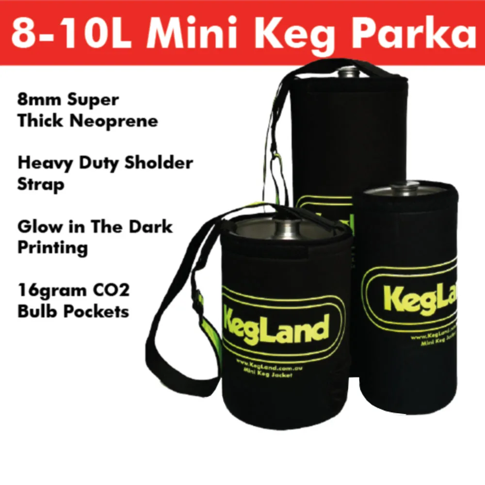 KegLand Glow in the Dark Mini Keg Neoprene Parka / Jacket - 8-10L Beer Home Brewing