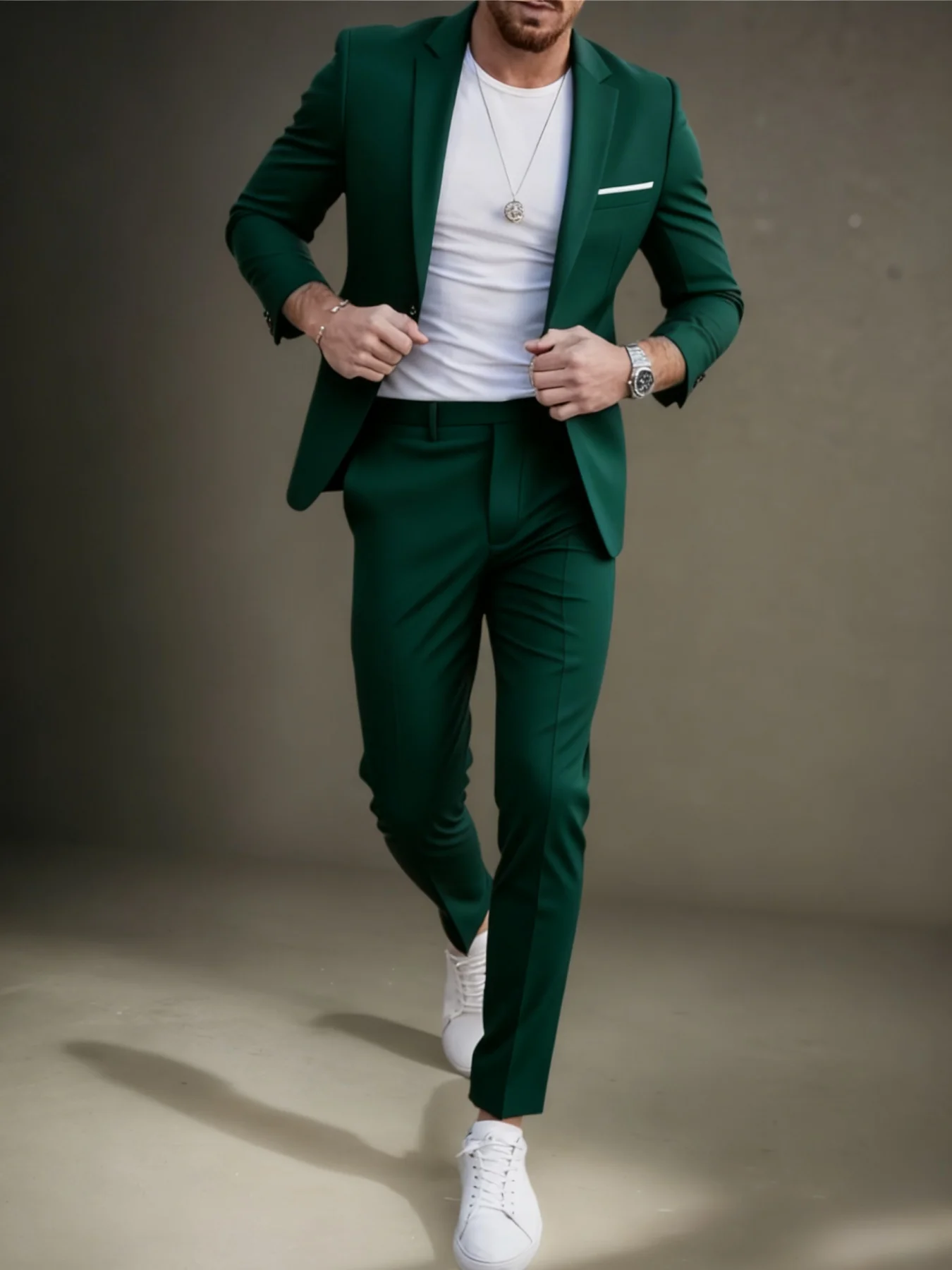 

[Business Suit]Men's 2pcs Stylish Tailored Tuxedo - Black Suit for Party & Business Formal Wear