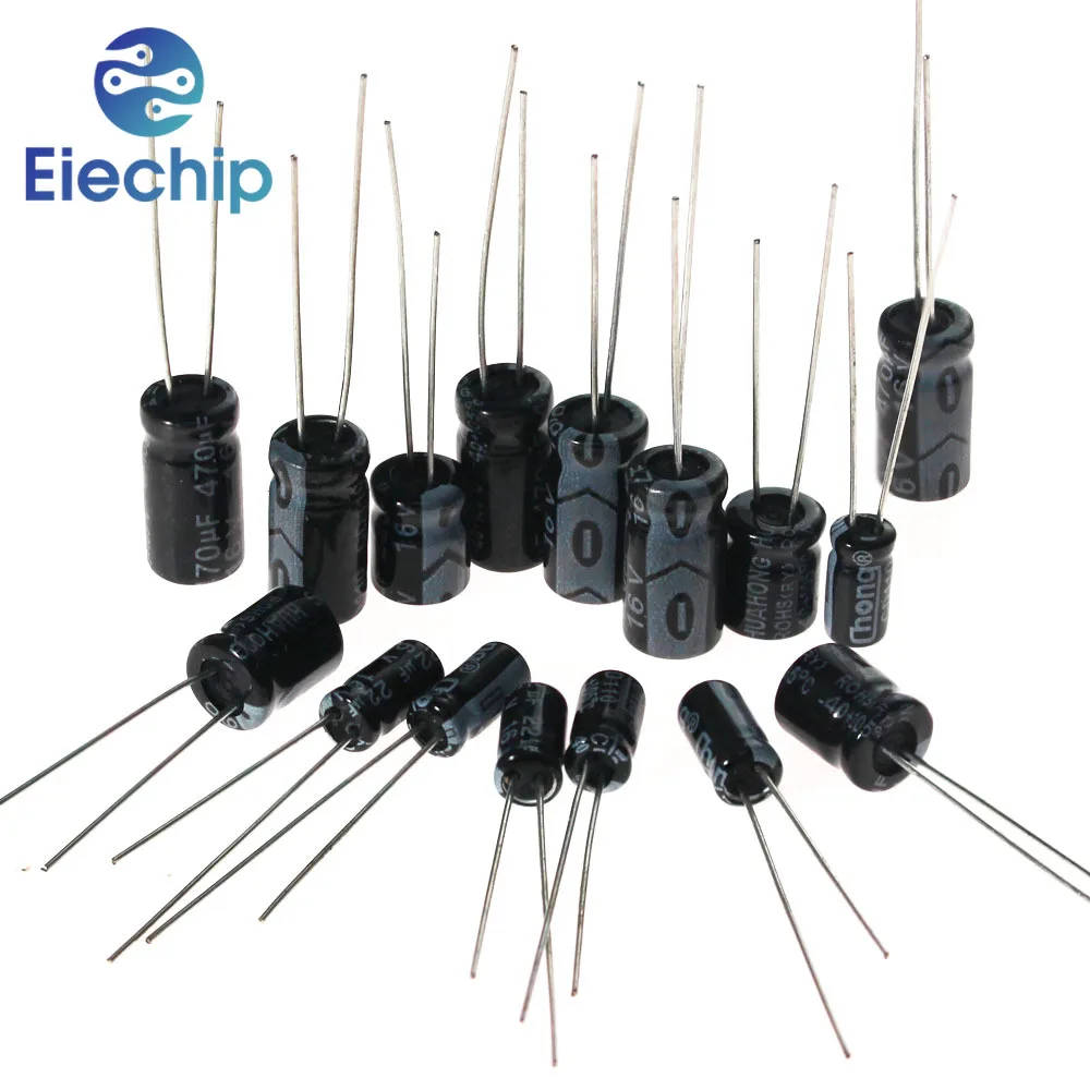 120pcs 16V 25V 50V Aluminum Electrolytic Capacitor Set Pack,12 Values*10pcs 0.22UF~470UF Capacitors Assortment Kit