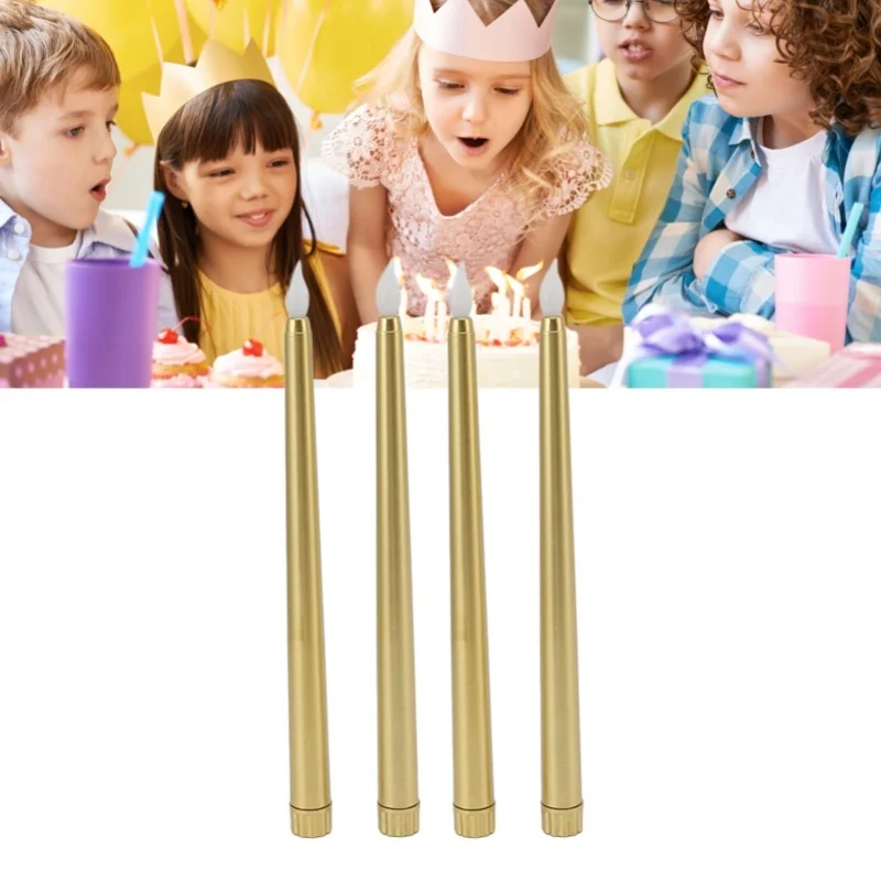 4 Pcs LED Candles Smoke Free Flameless Safe Environmentally Friendly Warm Light Electric LED Taper Candle White
