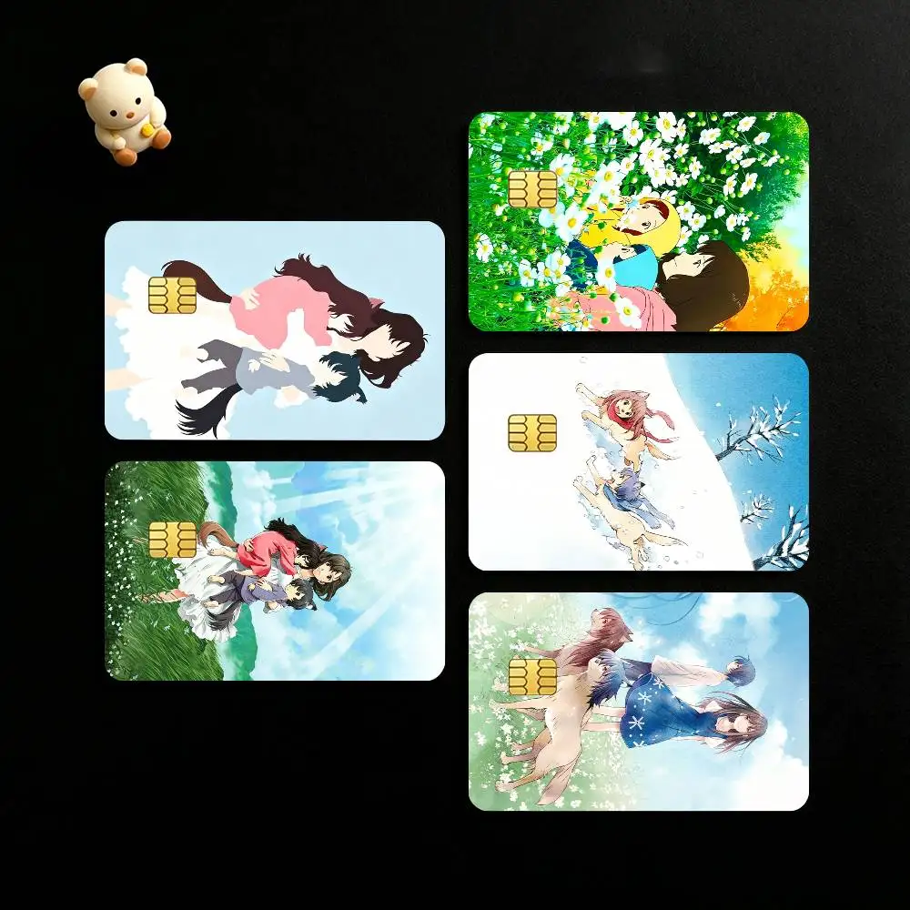 

Anime W-Wolf Children Credit Card HD Stickers Game Card Decal Small Chip Waterproof Sticker Gift