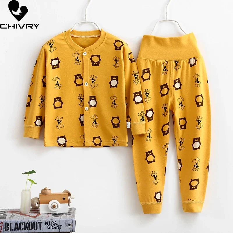 Newborn Kids Boys Girls Pajama Sets Cartoon Casual Long Sleeve Cute T-Shirt Tops with Pants Toddler Baby Autumn Sleeping Clothes