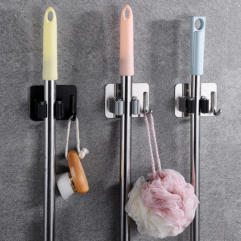 Mehrzweck-Haken, selbstklebend, zum Aufhängen an der Wand, Mopp-Rack, Besenaufhänger, Haken für Küche, Badezimmer, Organisation, Heim-Organizer, Zubehör ﻿ – Detail 4